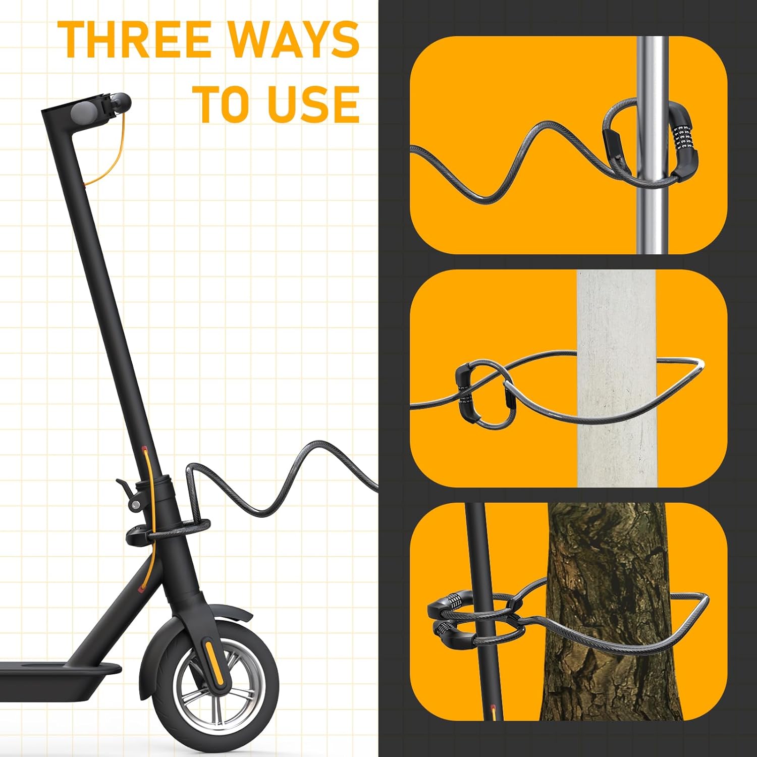 Scooter Lock, Cadenas Trotinette, Bike Lock, Cable Lock with 5-Digit Combination - Image 7