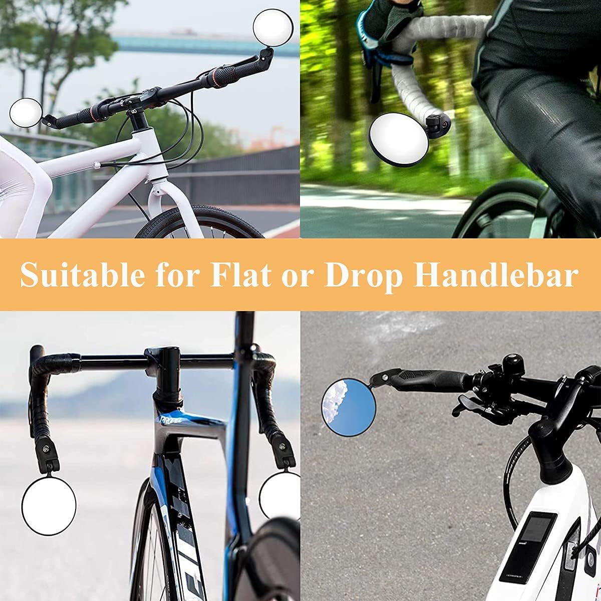 Bike Mirror for Bar End, 2 Pack Bicycle Cycling Rear View Handlebar Mirrors - Image 6