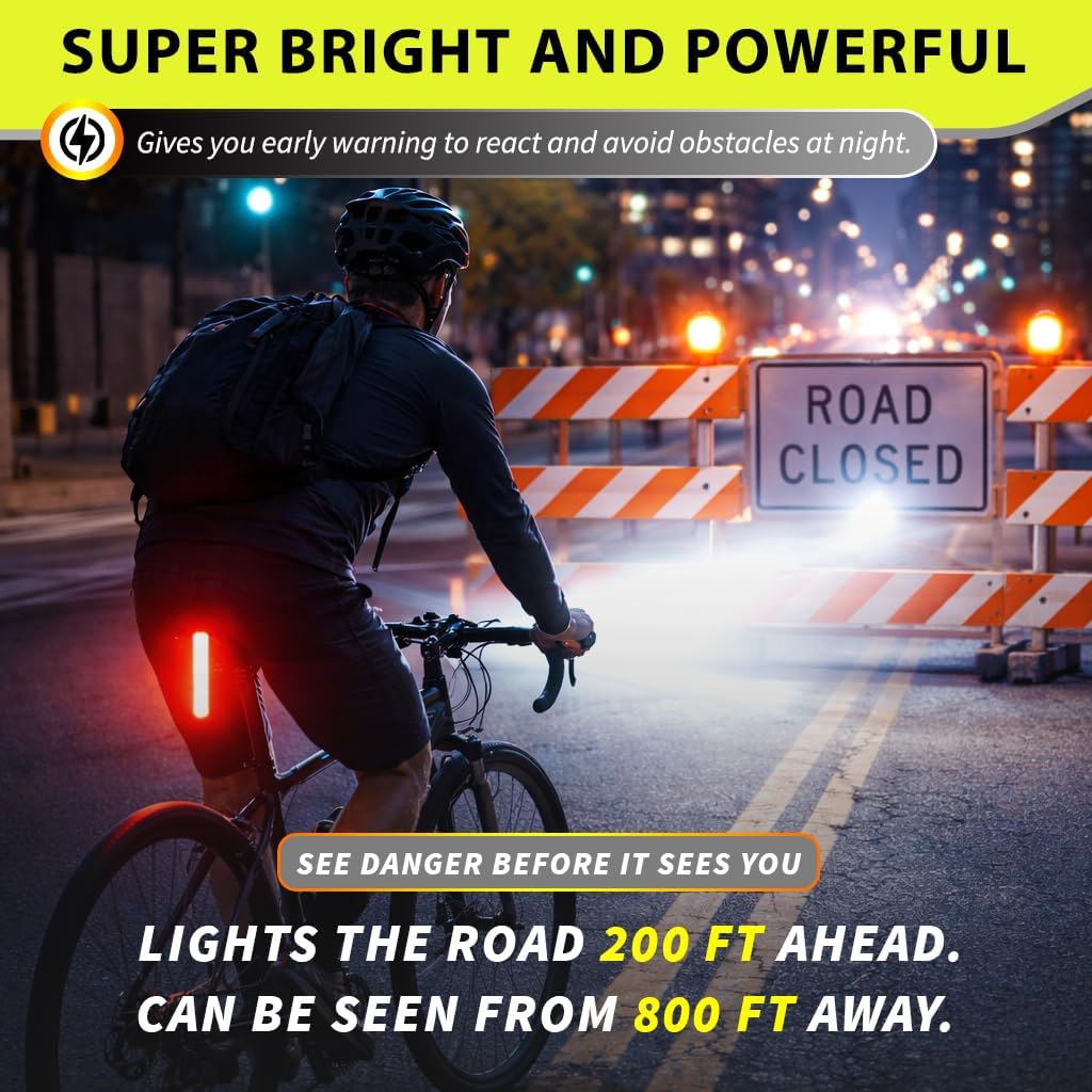 Bike Lights for Night Riding with Bell, Super Bright Bicycle Reflectors - Image 3