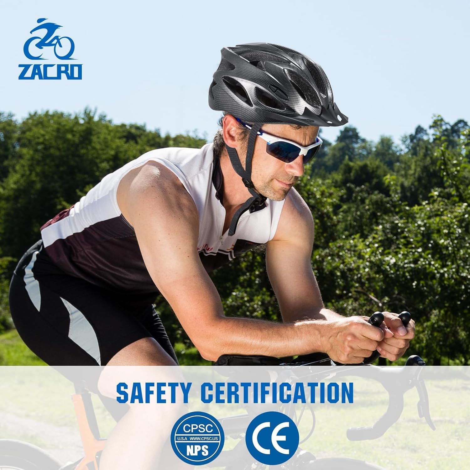 Zacro Adult Bike Helmet, Lightweight Bicycle Helmet with Removable Pads - Image 7