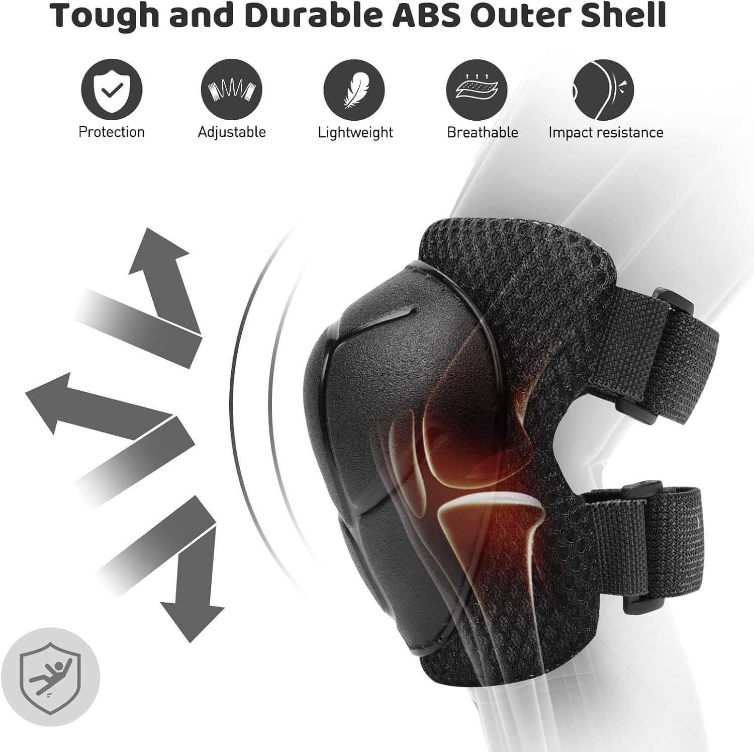 Kids Sports Protective Gear Set,6 PCS Wrist Guard Knee Elbow Pads for Children - Image 2