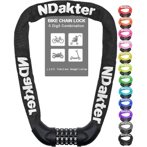 NDakter Bike Lock, 5 Digit Combination Heavy Duty Anti Theft Bicycle Chain Lock