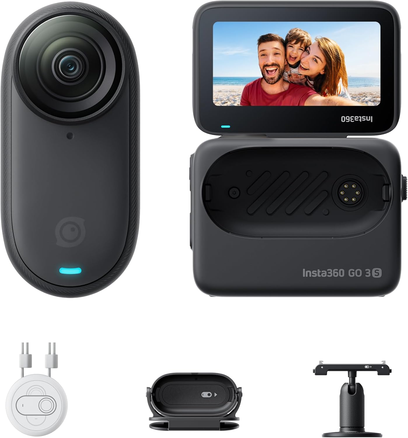 Insta360 GO 3S - 128 GB Black 4K Tiny Portable Vlogging Camera, Hands-Free POVs