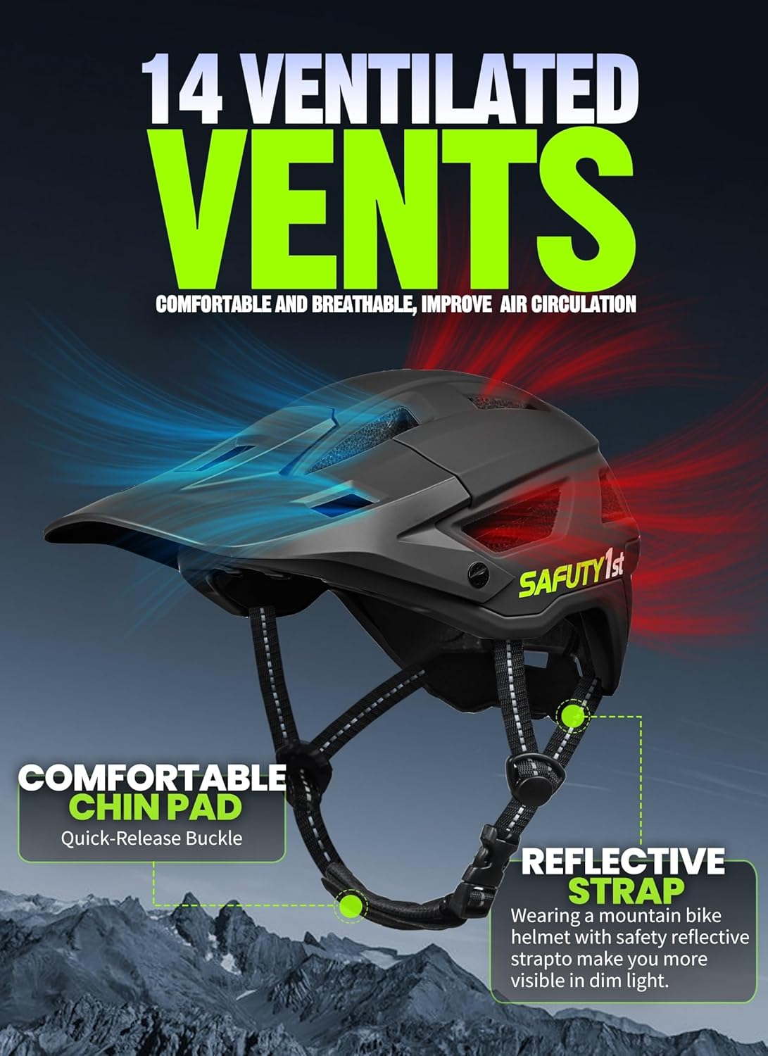 Mountain Bike Helmet for Adults & Youth Lightweight Impact-Resistant - Image 2