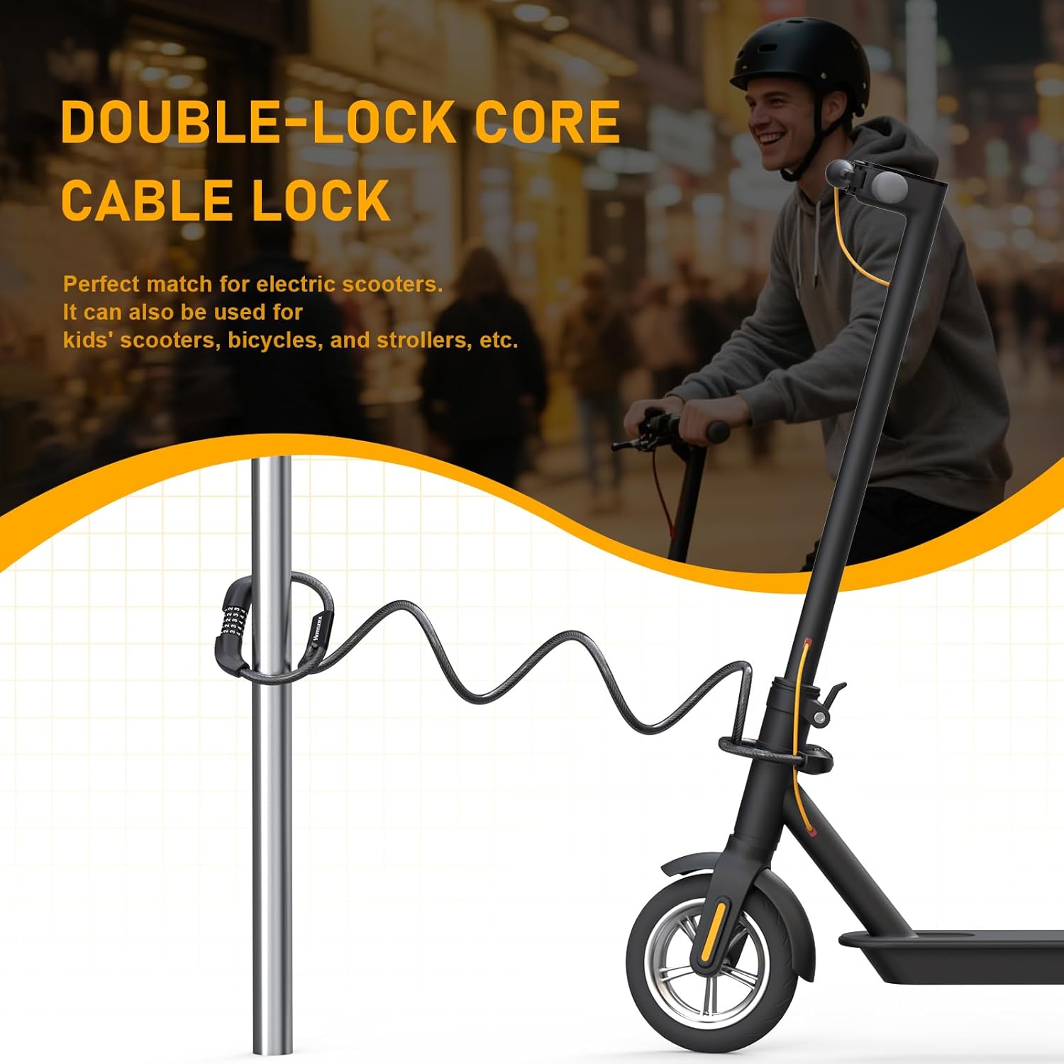 Scooter Lock, Cadenas Trotinette, Bike Lock, Cable Lock with 5-Digit Combination - Image 2