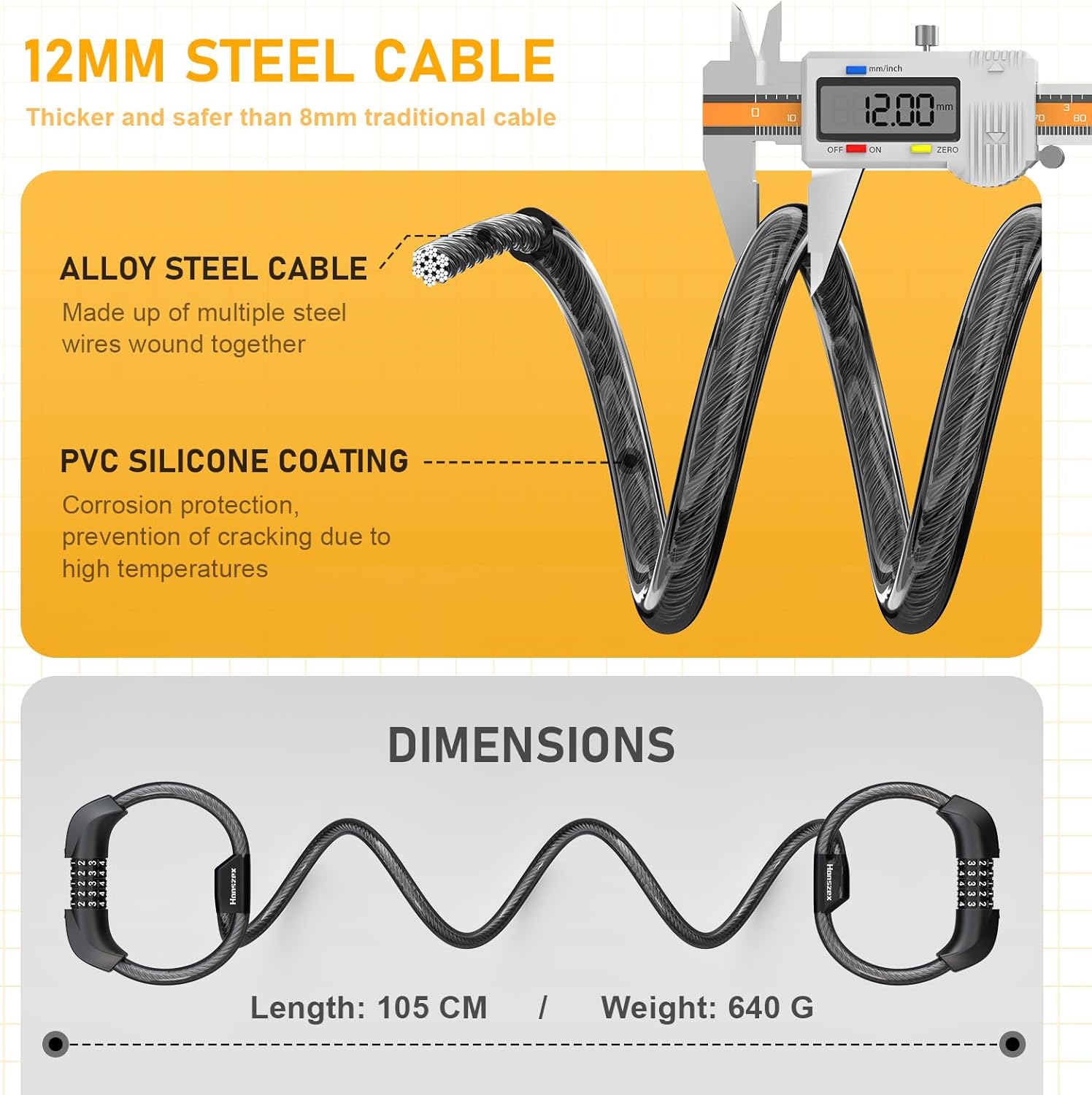 Scooter Lock, Cadenas Trotinette, Bike Lock, Cable Lock with 5-Digit Combination - Image 4