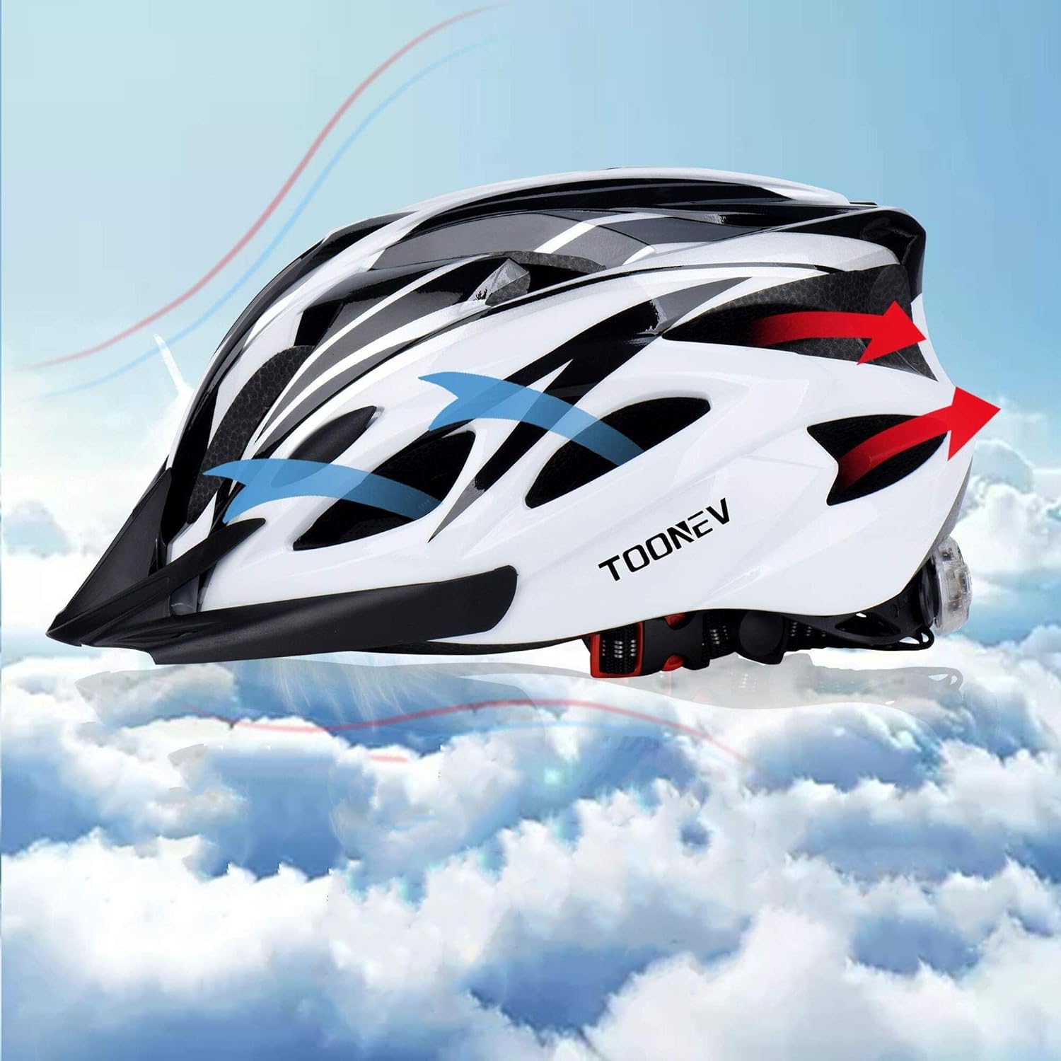 Adult Bike Helmet with Safety LED Light,Lightweight Integrally Sport Mountain - Image 2