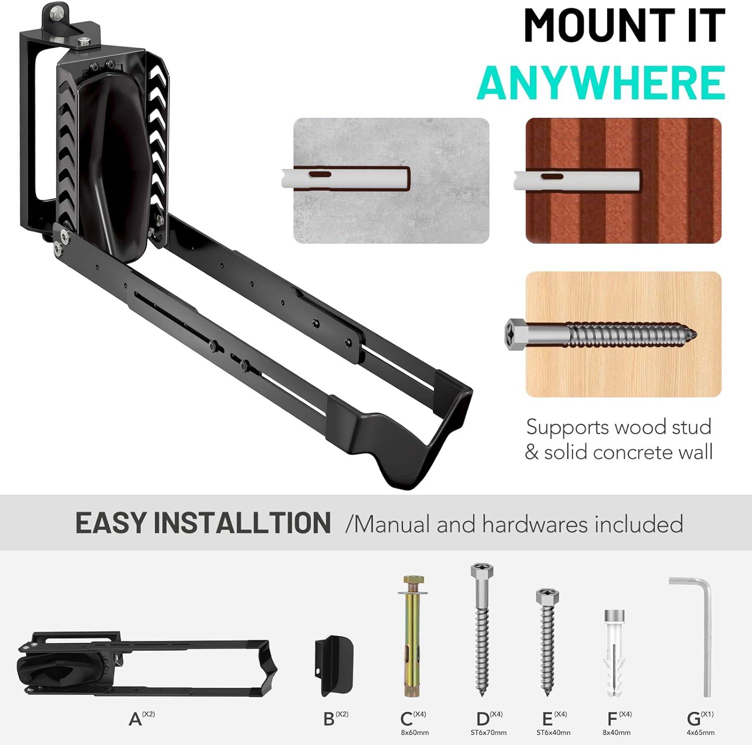 2-Pack Swivel Bike Rack Wall Mount, Bike Hangers for Garage, Space-Saving - Image 5