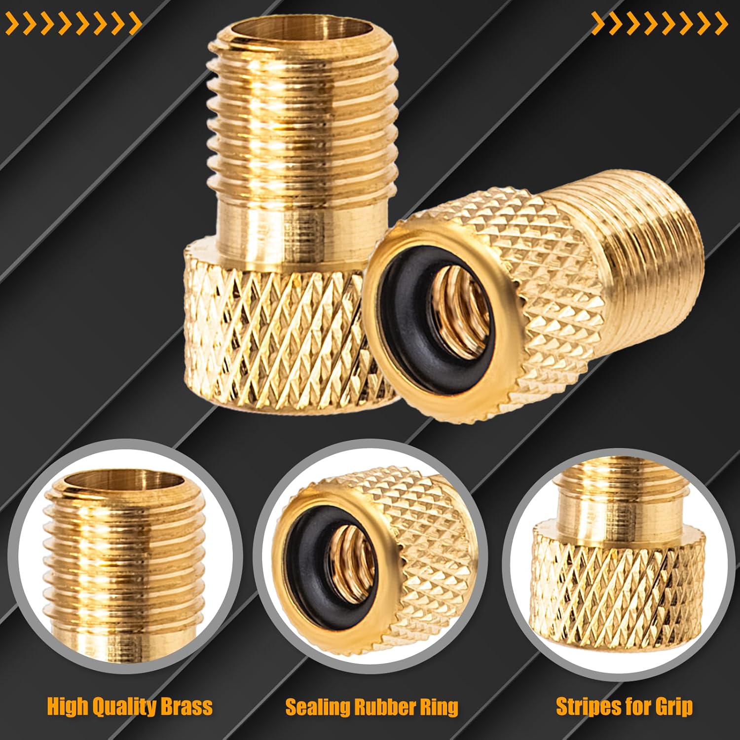 2PCS Brass Presta Valve Adapter, Convert Presta to Schrader Adaptor, Inflate - Image 3