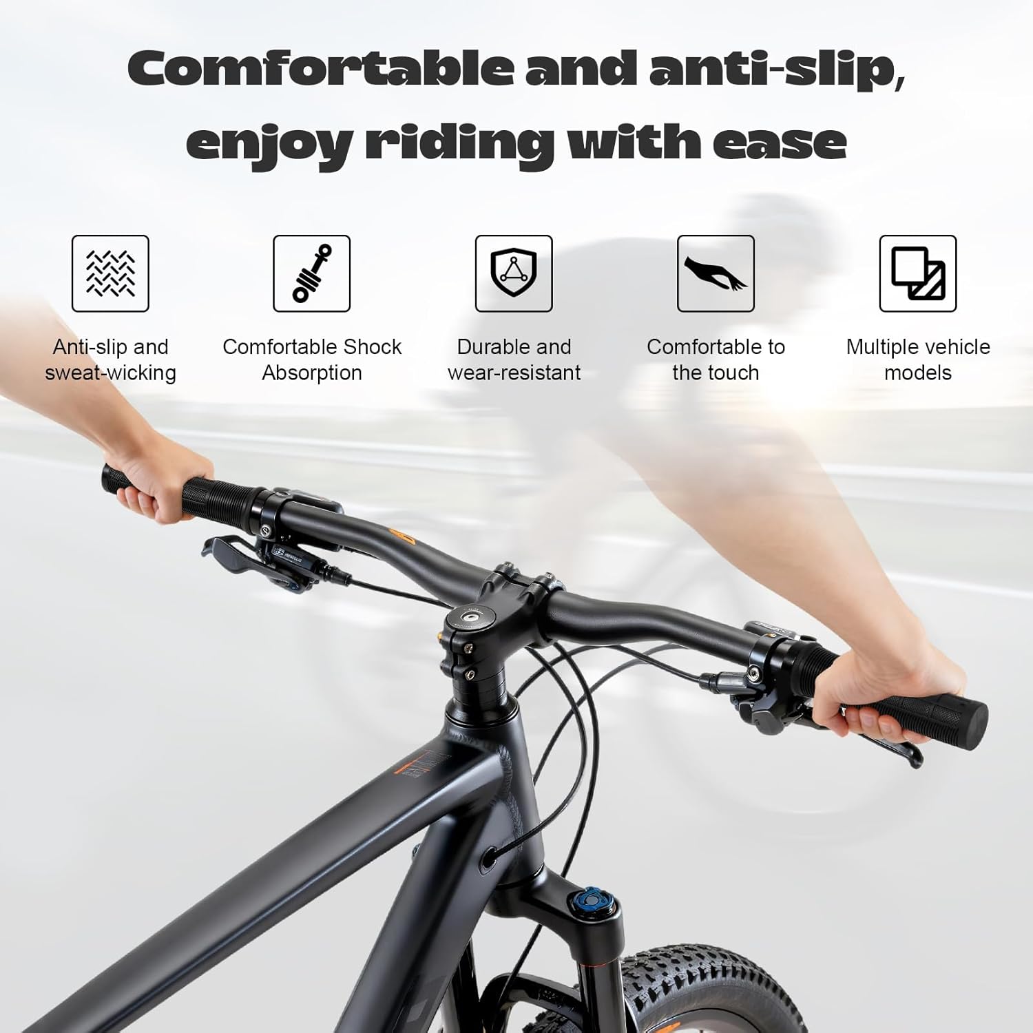 Bike Grips, Single Lock-on Bike Handlerbar Grips,Non-Slip-Rubber Hand Grip - Image 6