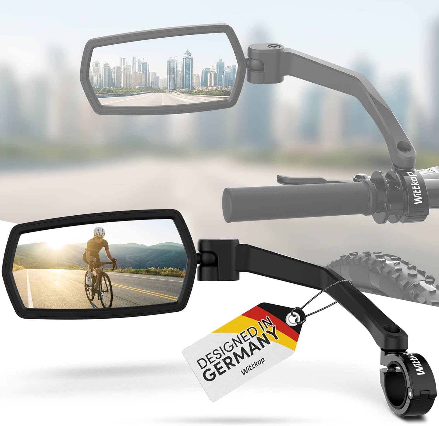 WITTKOP Bike mirror | Large HD field of vision | 360° rotatable & foldable - Image 8