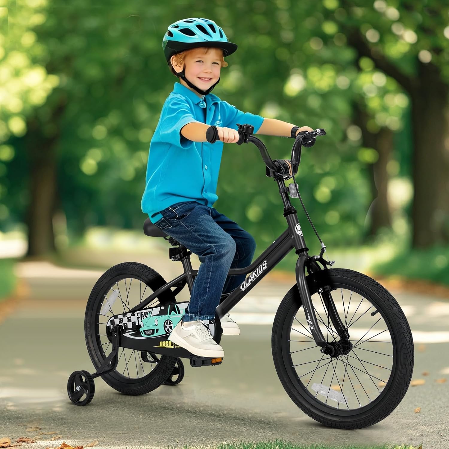 Olakids Kids Bike, 12 14 16 18 Inch Racing Car Themed Toddlers Bike - Image 2