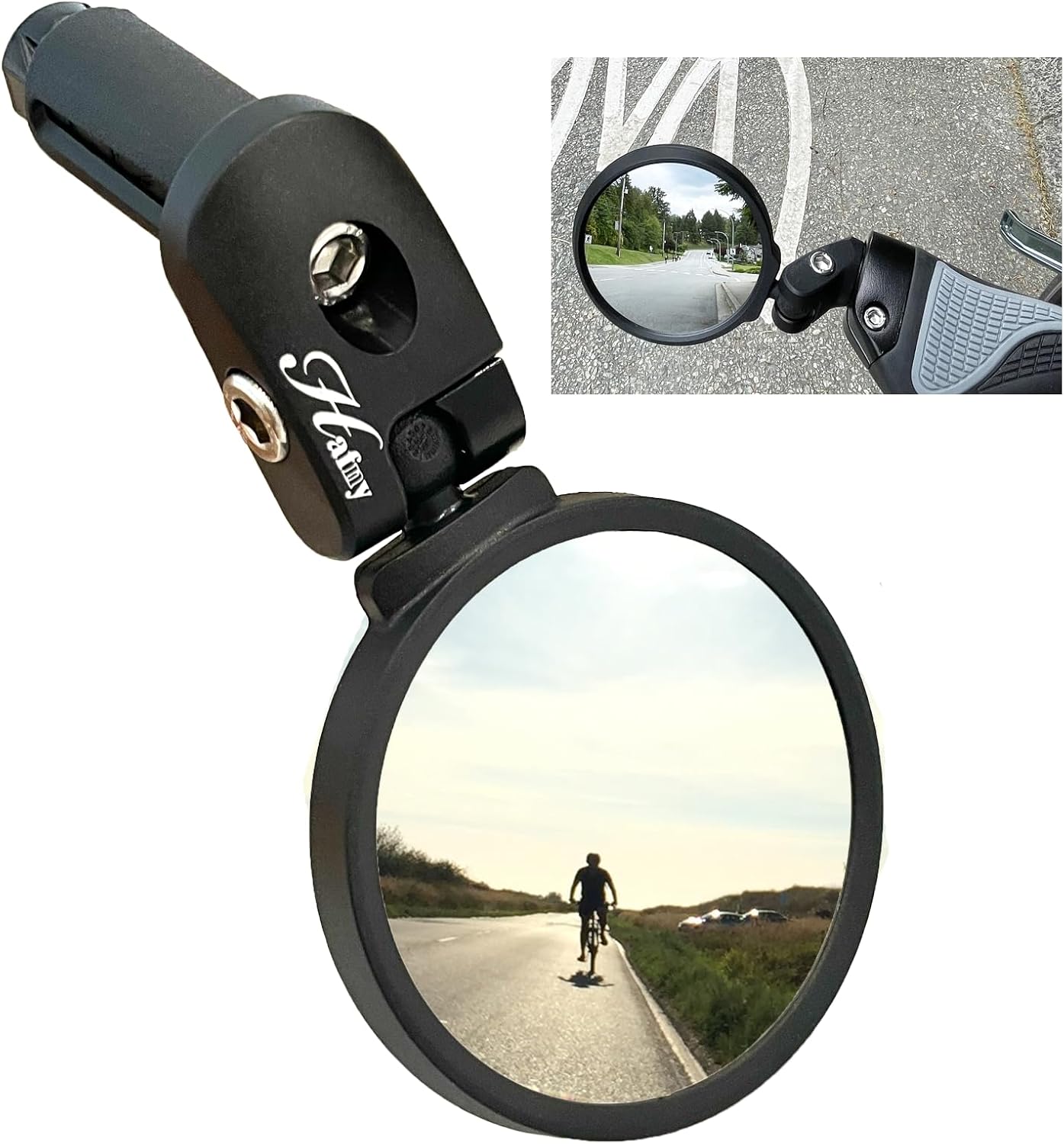 Hafny Bar End Bike Mirror, Stainless Steel Lens, Safe Rearview Mirror, HF-MR083