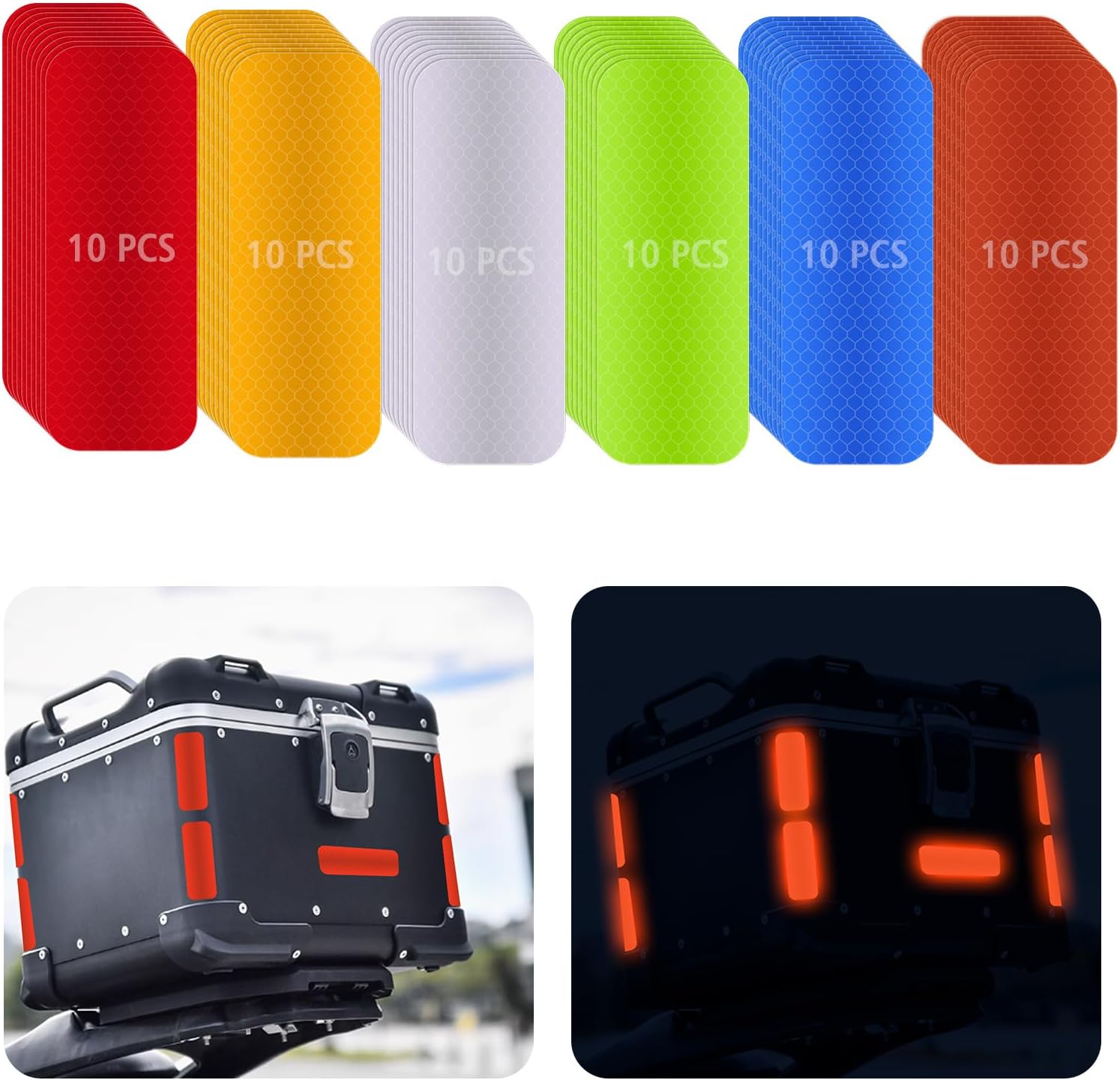 60pcs Reflective Stickers,Safety Warning Long Reflective Strips Tape