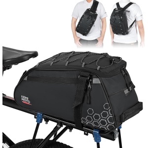KEMIMOTO Rear Bike Rack Bag, 11L Water-resistant Trunk Bag 3-IN-1, Zippered