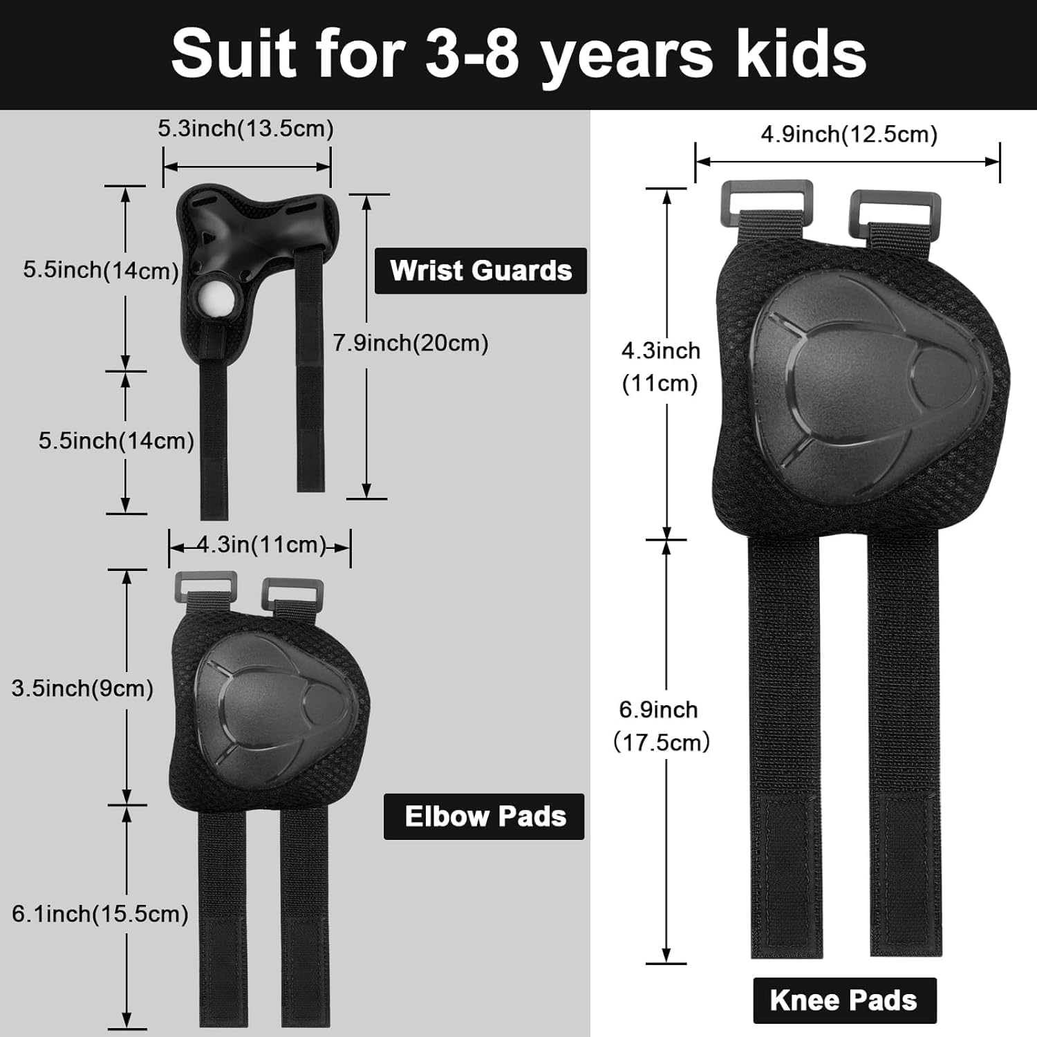 Kids Sports Protective Gear Set,6 PCS Wrist Guard Knee Elbow Pads for Children - Image 6