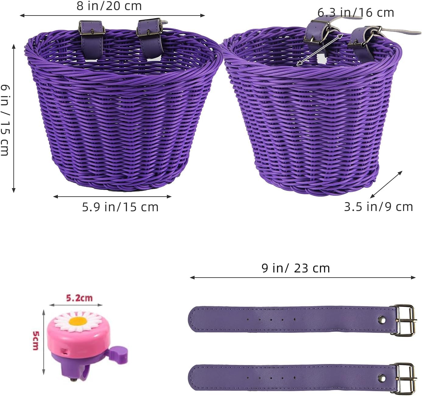 Kids Bike Basket Set,Girl Bike Basket Handwoven,Bike Baskets for Kids,Install - Image 7
