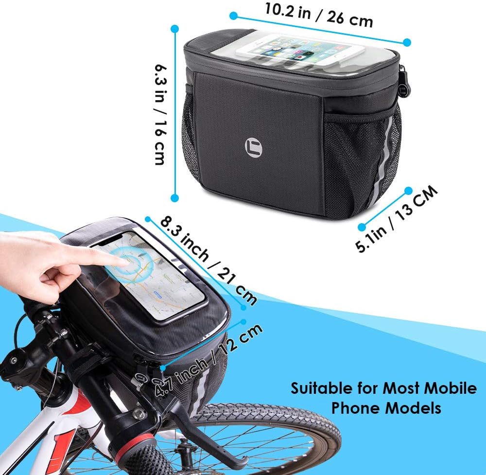 WOTOW Bike Handlebar Insulated Bag, Bike Front Phone Bag Cooler Storage Pouch - Image 7