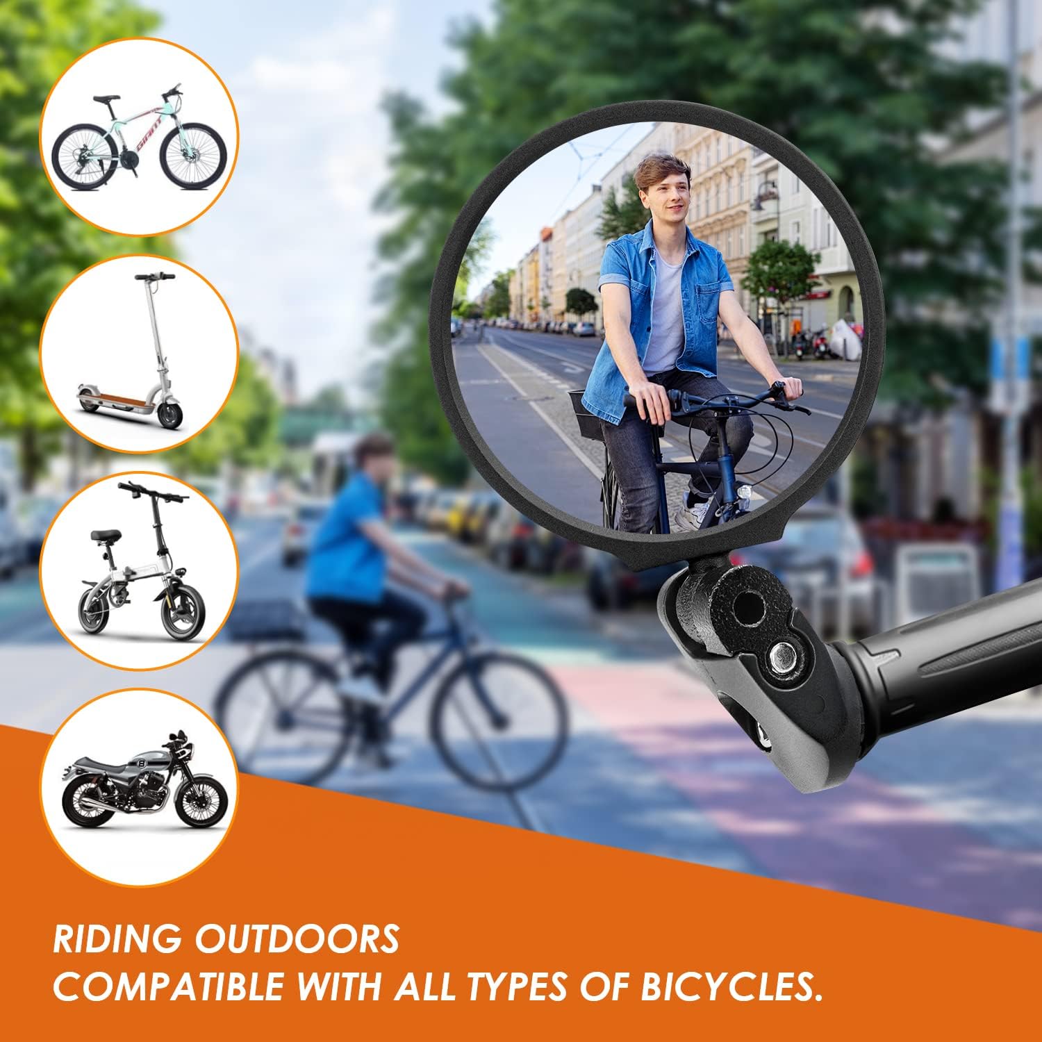 Arkham Bike Mirror 2PCS, HD Bar End Bicycle Rearview Mirror 360˚ Rotatable - Image 7
