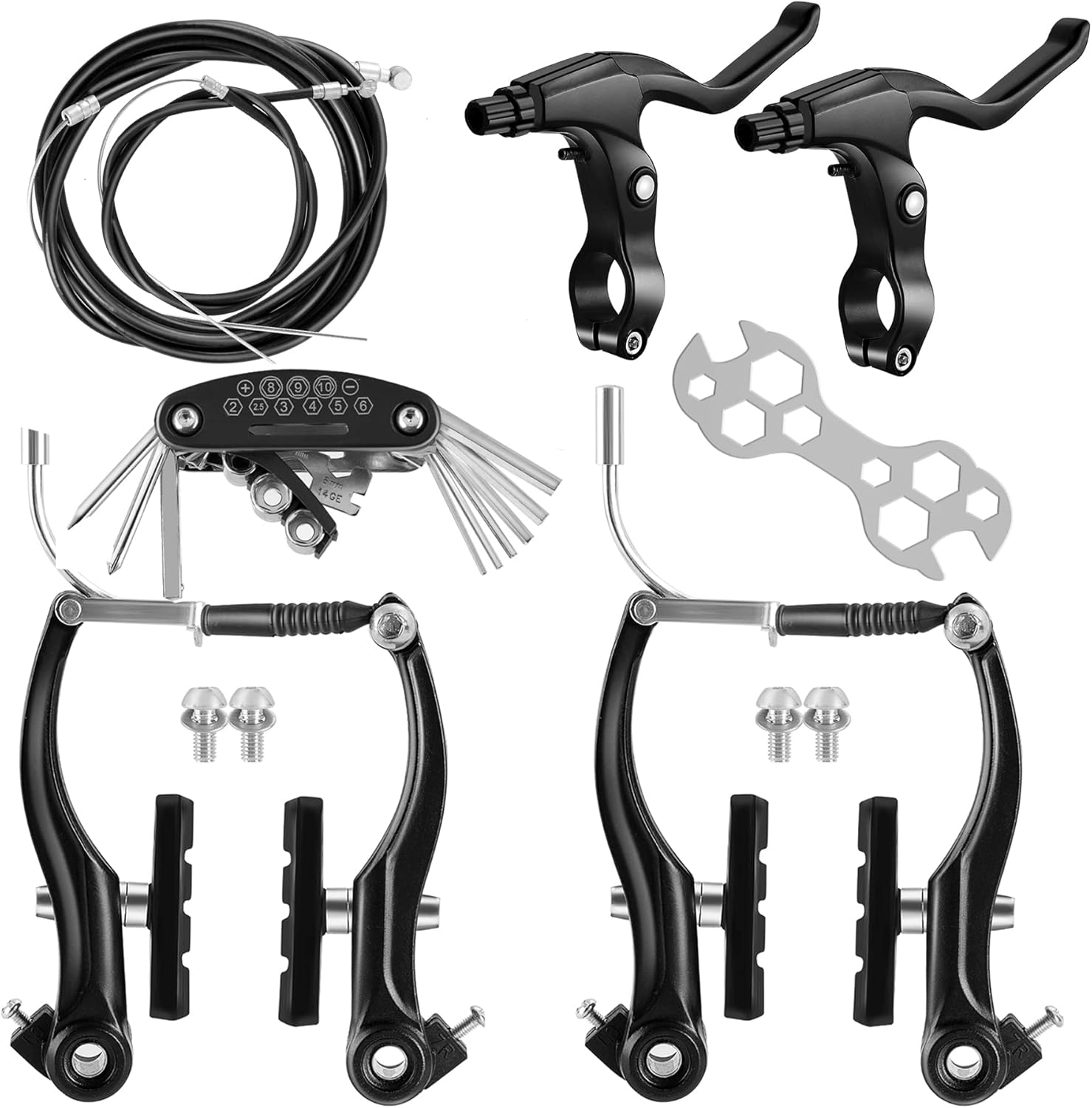 V-Type Bike Brake Set, Complete Universal Bike Front and Rear MTB Brake, Bicycle