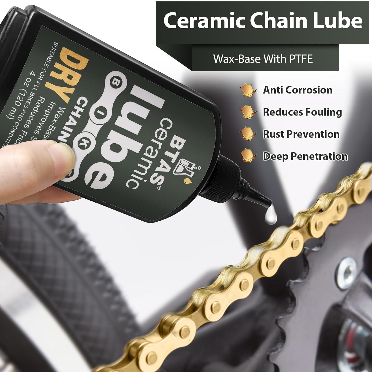 BTAS Dry Bike Chain Wax Lube 4 oz for Road,Mountain Bike,MTB & Bicycle Chain - Image 3