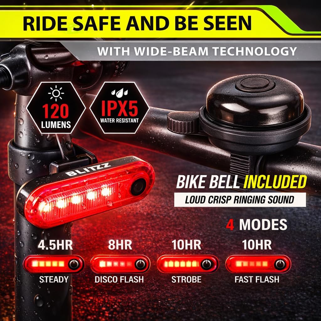 Bike Lights for Night Riding with Bell, Super Bright Bicycle Reflectors - Image 2
