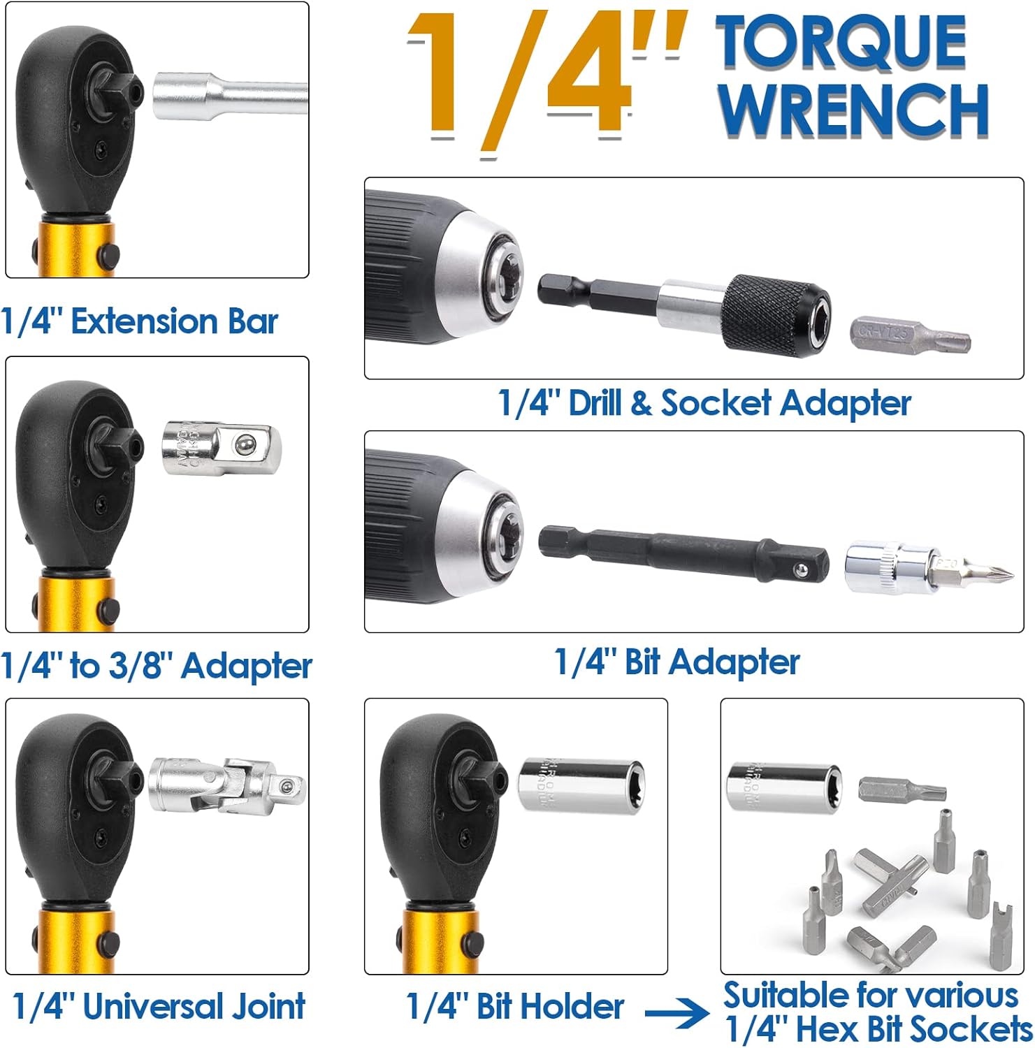YIYEIE 50Pcs Master Bike Torque Wrench Set, 1/4 Inch Drive, 10-230 IN.LB - Image 6