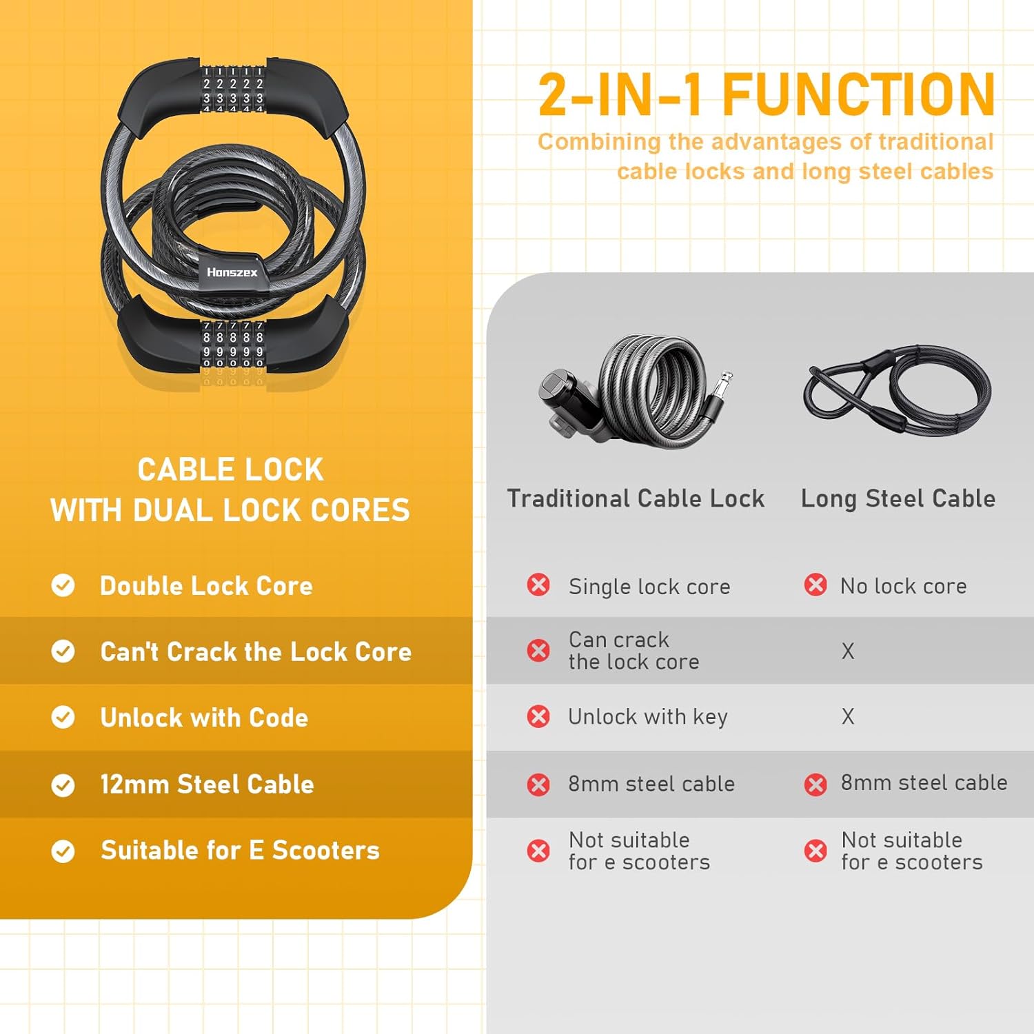 Scooter Lock, Cadenas Trotinette, Bike Lock, Cable Lock with 5-Digit Combination - Image 5