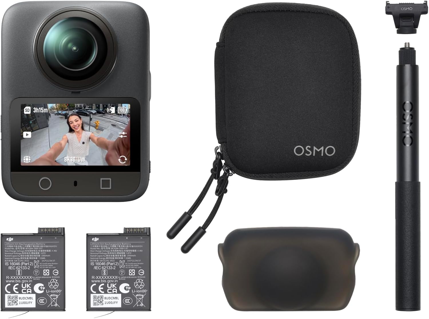 Osmo 360 Skiing Essential Combo, 360 Camera with 1-Inch 360° Imaging, Native 8K