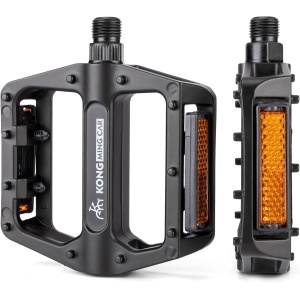 Mountain Bike Pedals 9/16 Inch - Bicycle Flat Pedals with Reflectors