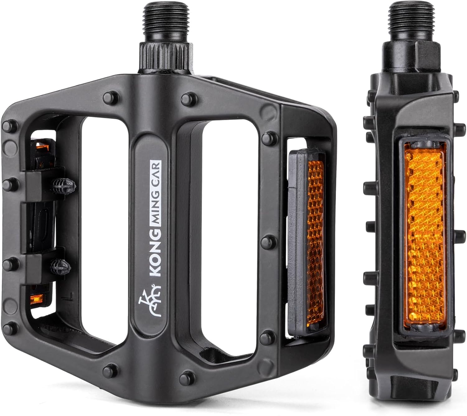 Mountain Bike Pedals 9/16 Inch - Bicycle Flat Pedals with Reflectors