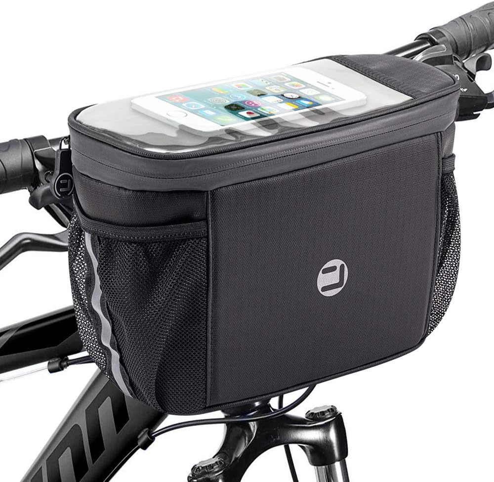 WOTOW Bike Handlebar Insulated Bag, Bike Front Phone Bag Cooler Storage Pouch