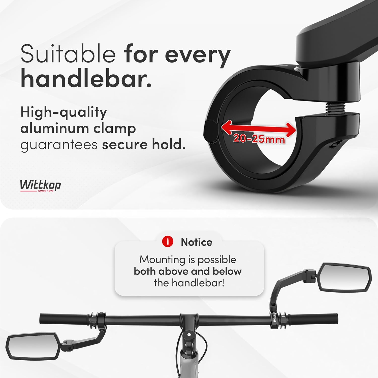WITTKOP Bike mirror | Large HD field of vision | 360° rotatable & foldable - Image 6