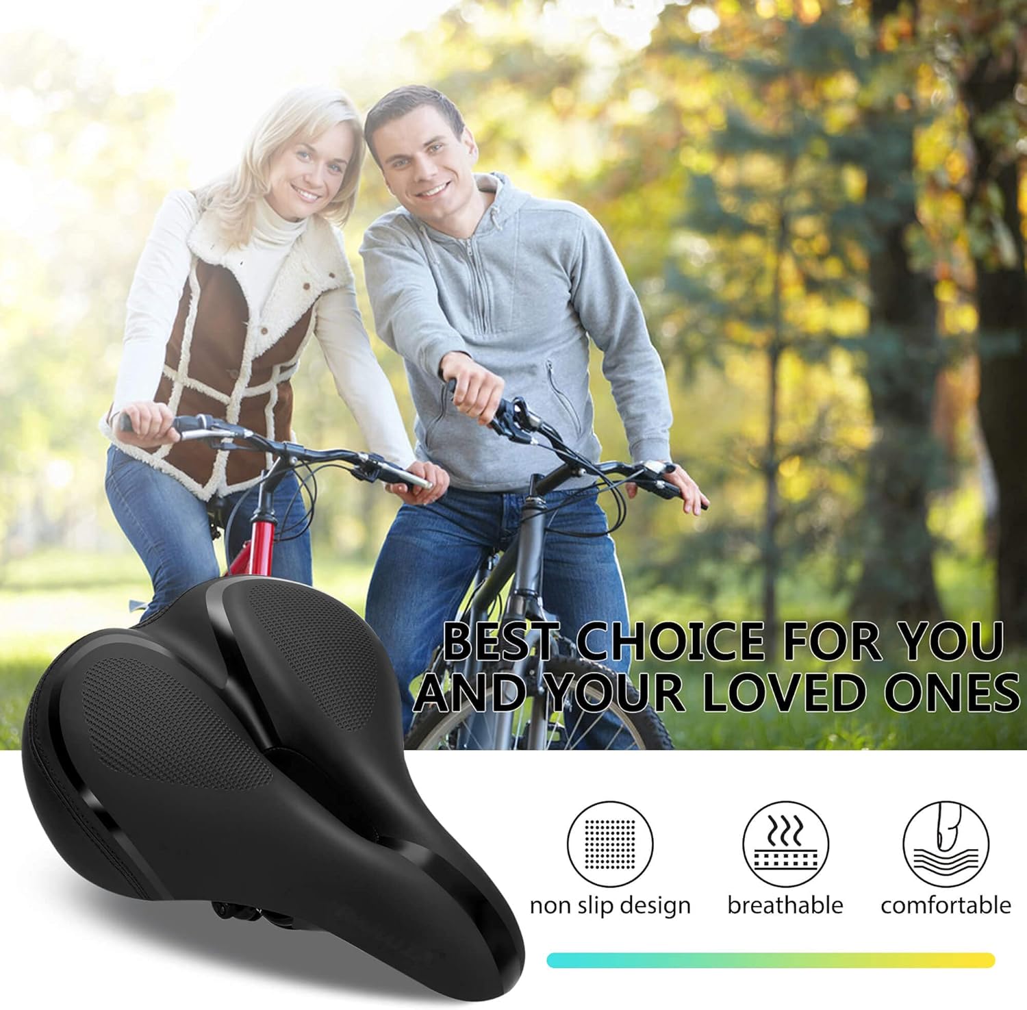 Large Comfortable Bike Seat Wide Saddle Shock Absorbing - Oversized Memory Foam - Image 6
