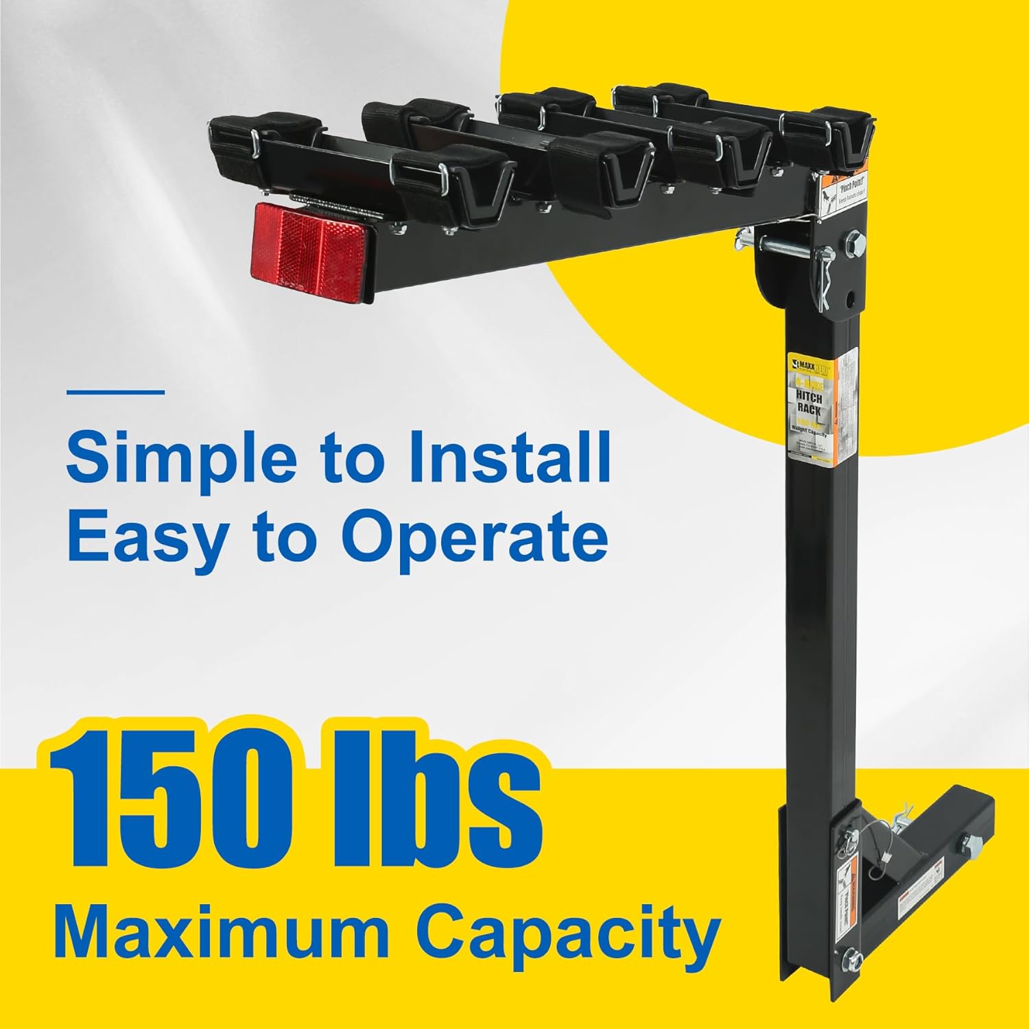 MaxxHaul Hitch Mount 4 Bike Rack 150 lb Capacity Heavy‑Duty Swing Down Design - Image 4