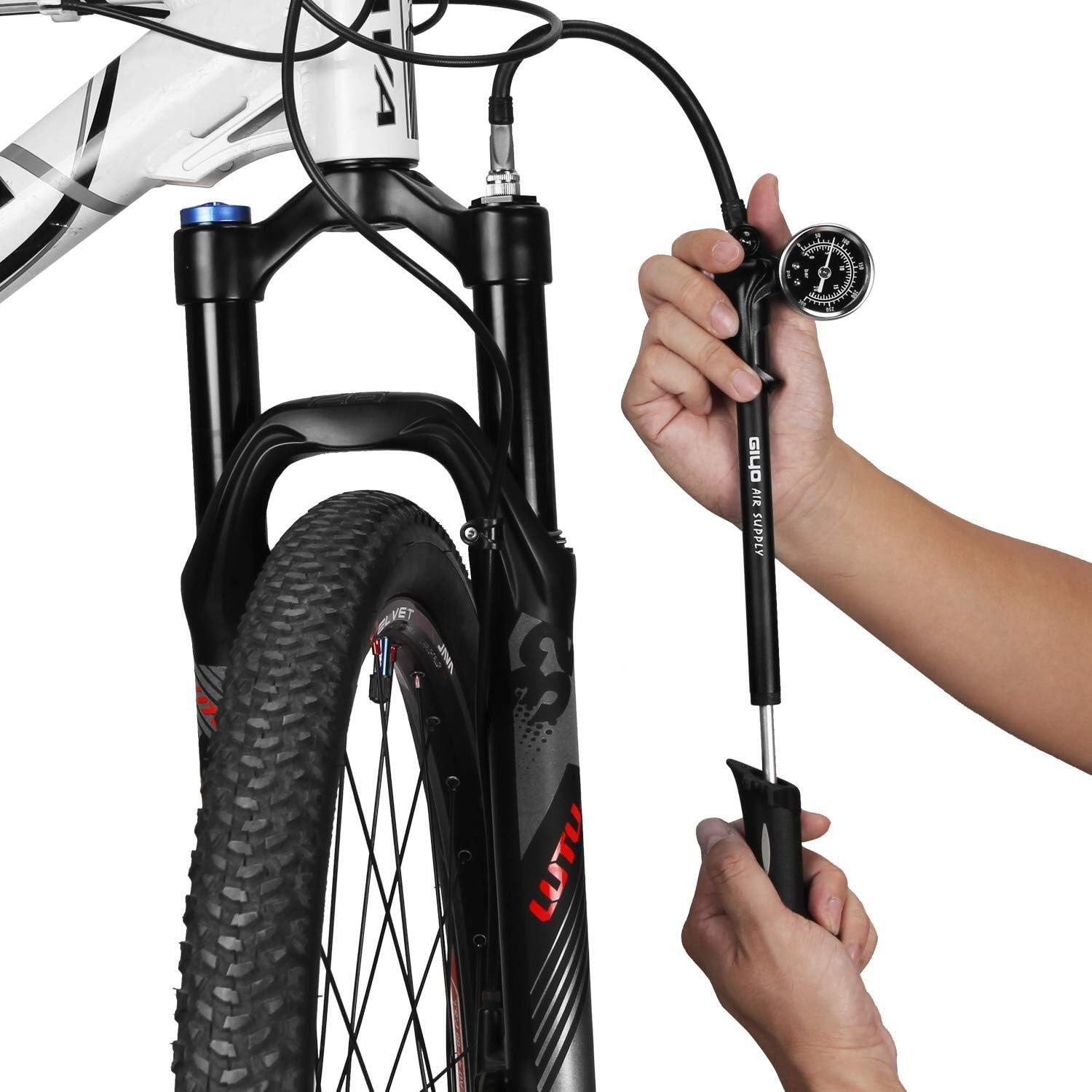 High Pressure Shock Pump (300 PSI Max) Fork & Rear Suspension Lever Lock on - Image 2