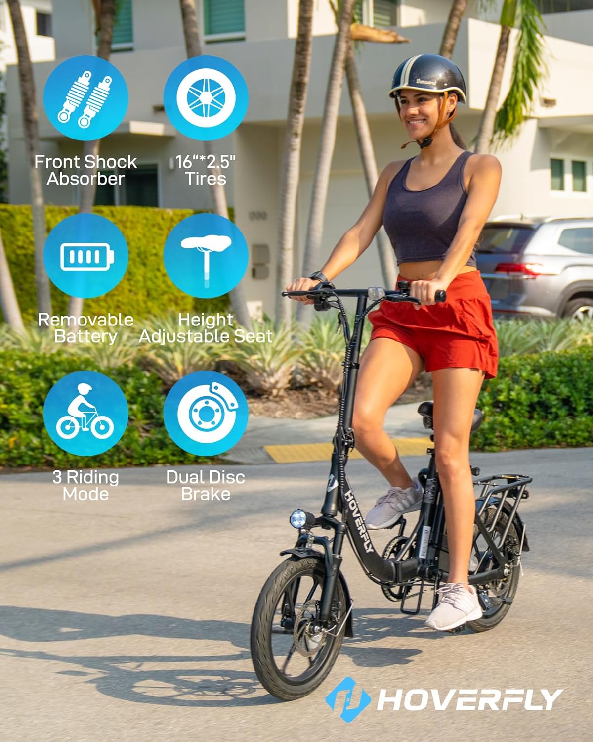 HOVERFLY H3 16" Electric Bike, Max 28Miles Range(Pedal-Assist) Folding E-Bike - Image 3