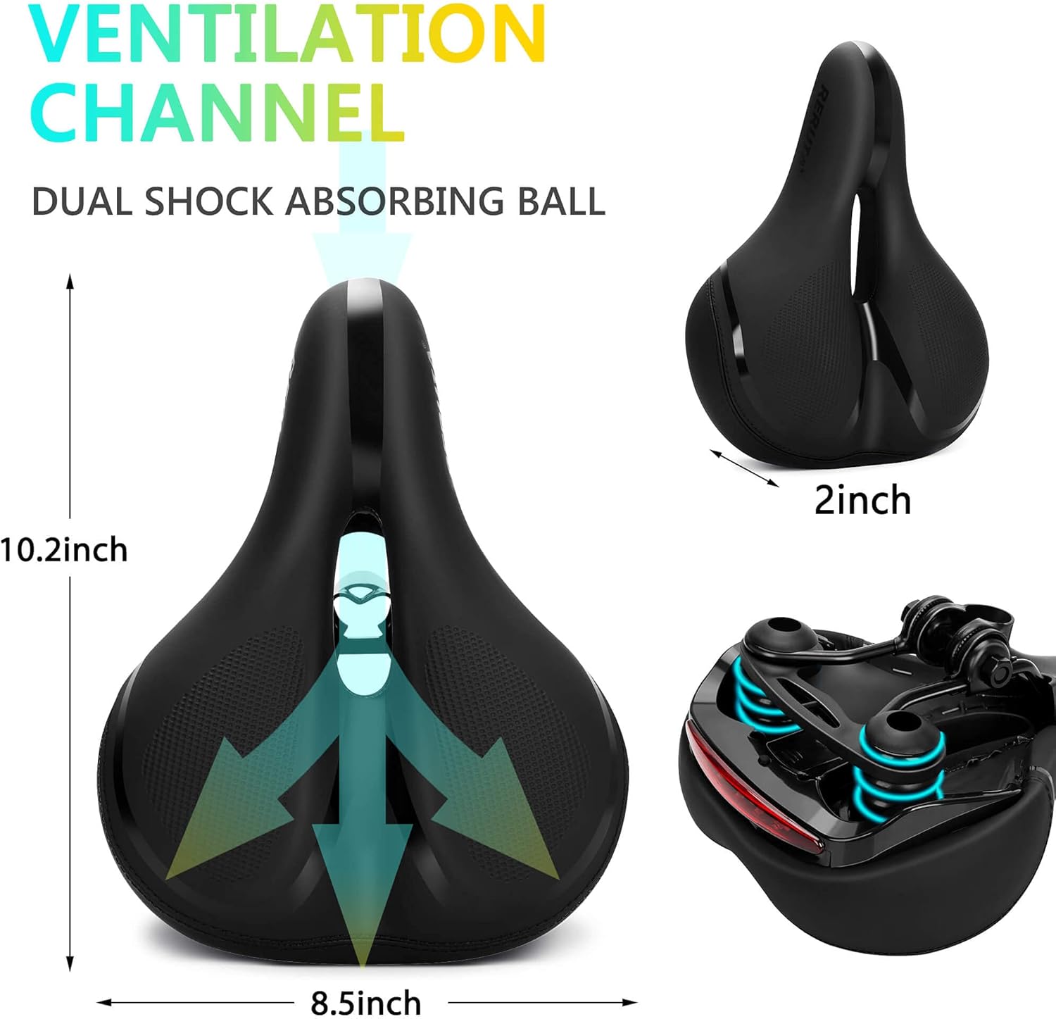 Large Comfortable Bike Seat Wide Saddle Shock Absorbing - Oversized Memory Foam - Image 3