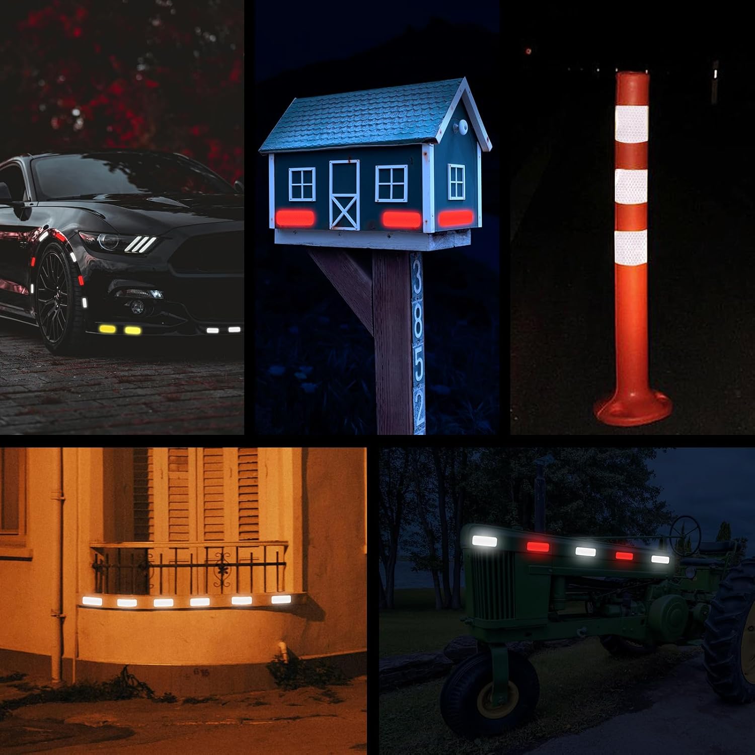 60pcs Reflective Stickers,Safety Warning Long Reflective Strips Tape - Image 7