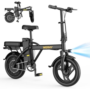 WERHY Electric Bike for Adults, 500W Motor, 20 MPH Max Speed Folding Ebike