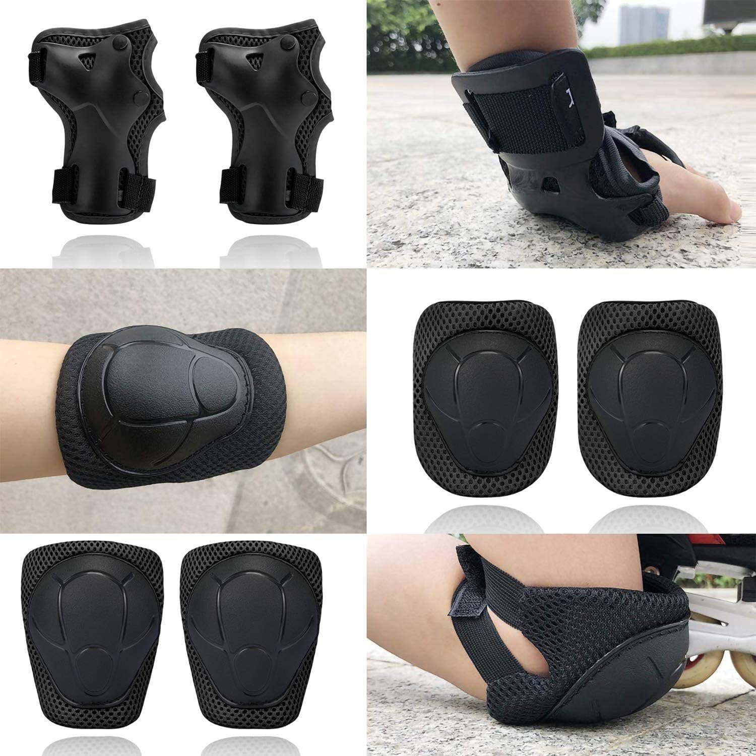 Kids Sports Protective Gear Set,6 PCS Wrist Guard Knee Elbow Pads for Children - Image 5