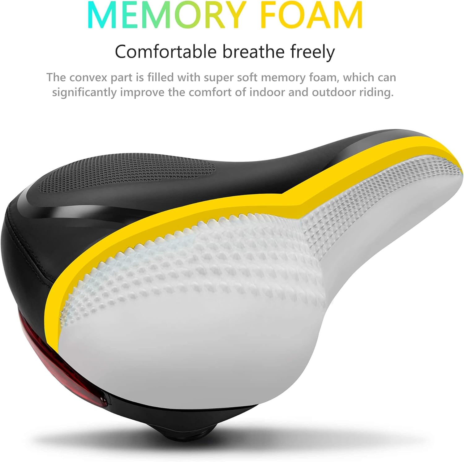 Large Comfortable Bike Seat Wide Saddle Shock Absorbing - Oversized Memory Foam - Image 2