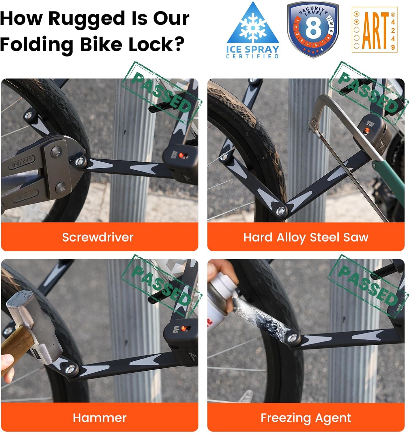 Sportneer Folding Bike Lock: 100cm/39.4in Art Certified Foldable Heavy Duty - Image 7
