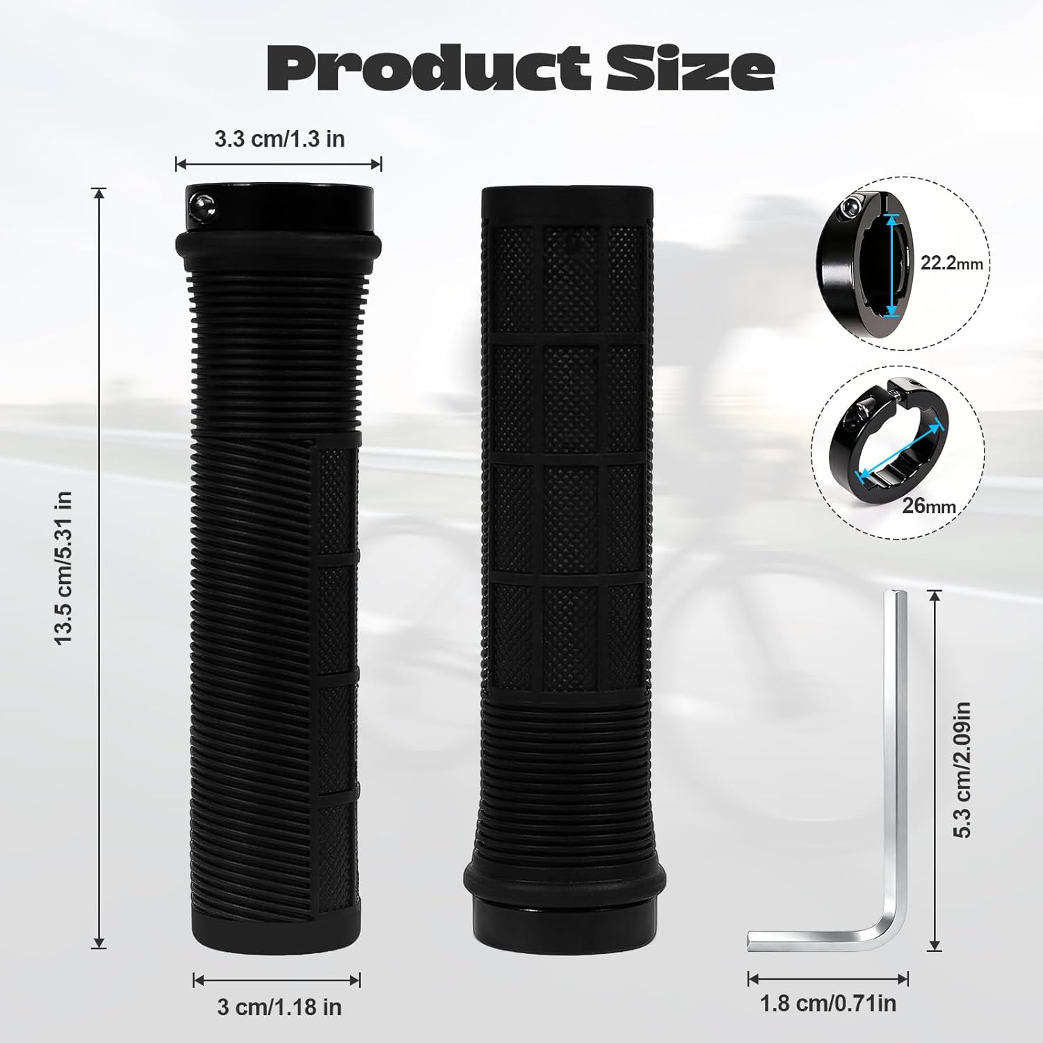 Bike Grips, Single Lock-on Bike Handlerbar Grips,Non-Slip-Rubber Hand Grip - Image 2