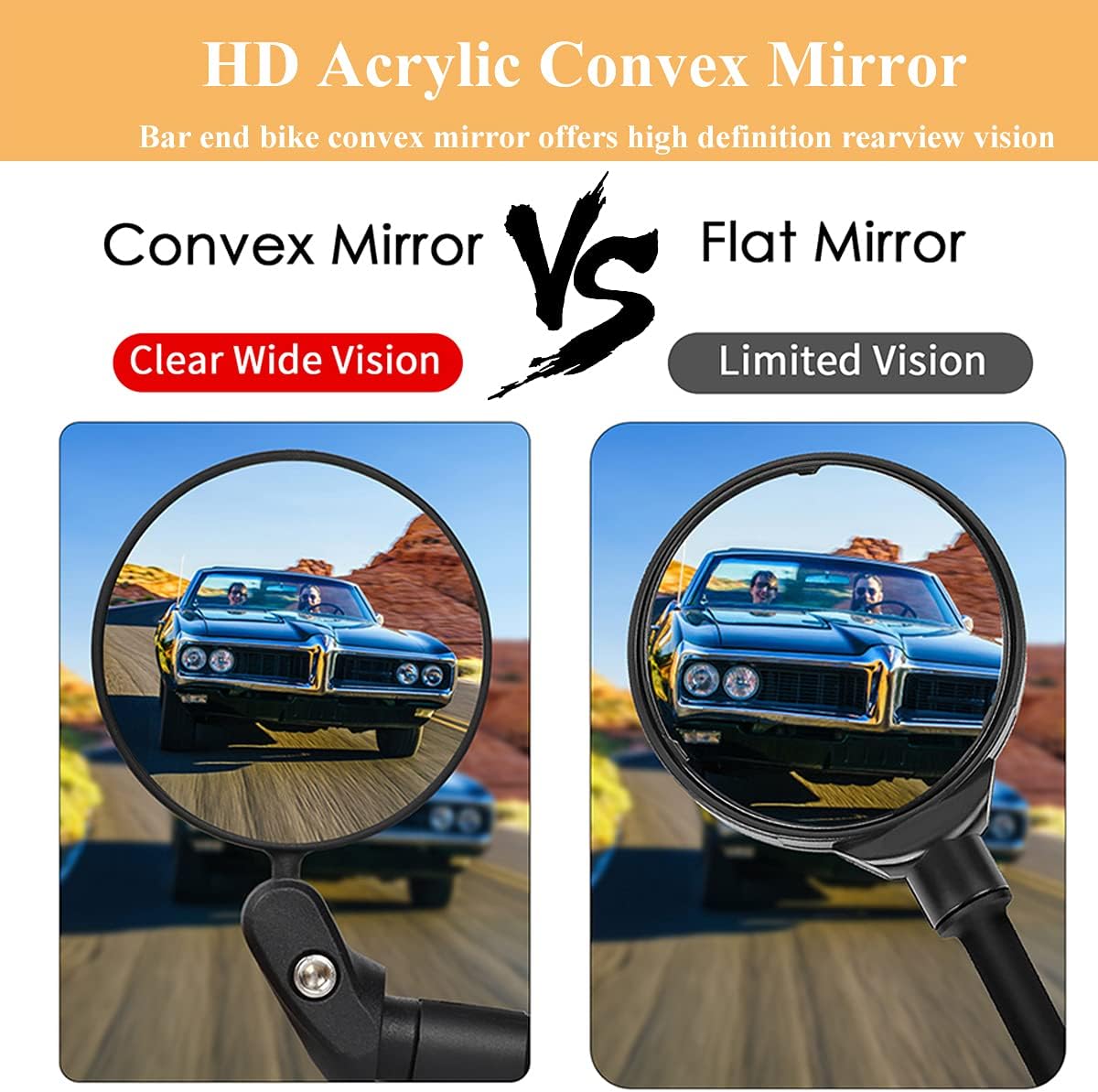 Bike Mirror for Bar End, 2 Pack Bicycle Cycling Rear View Handlebar Mirrors - Image 4