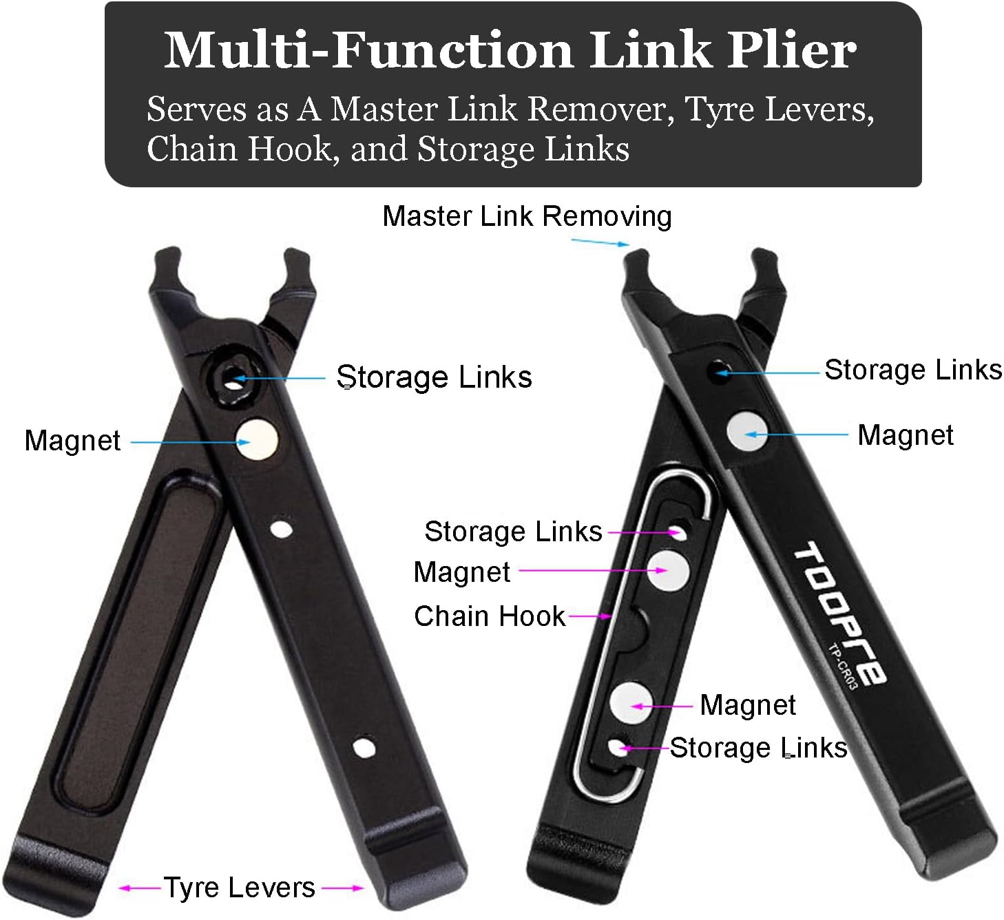 Bike Link Pliers, 4 in 1 Bike Chain Quick-Link Removing Tool, Bicycle Chain - Image 3