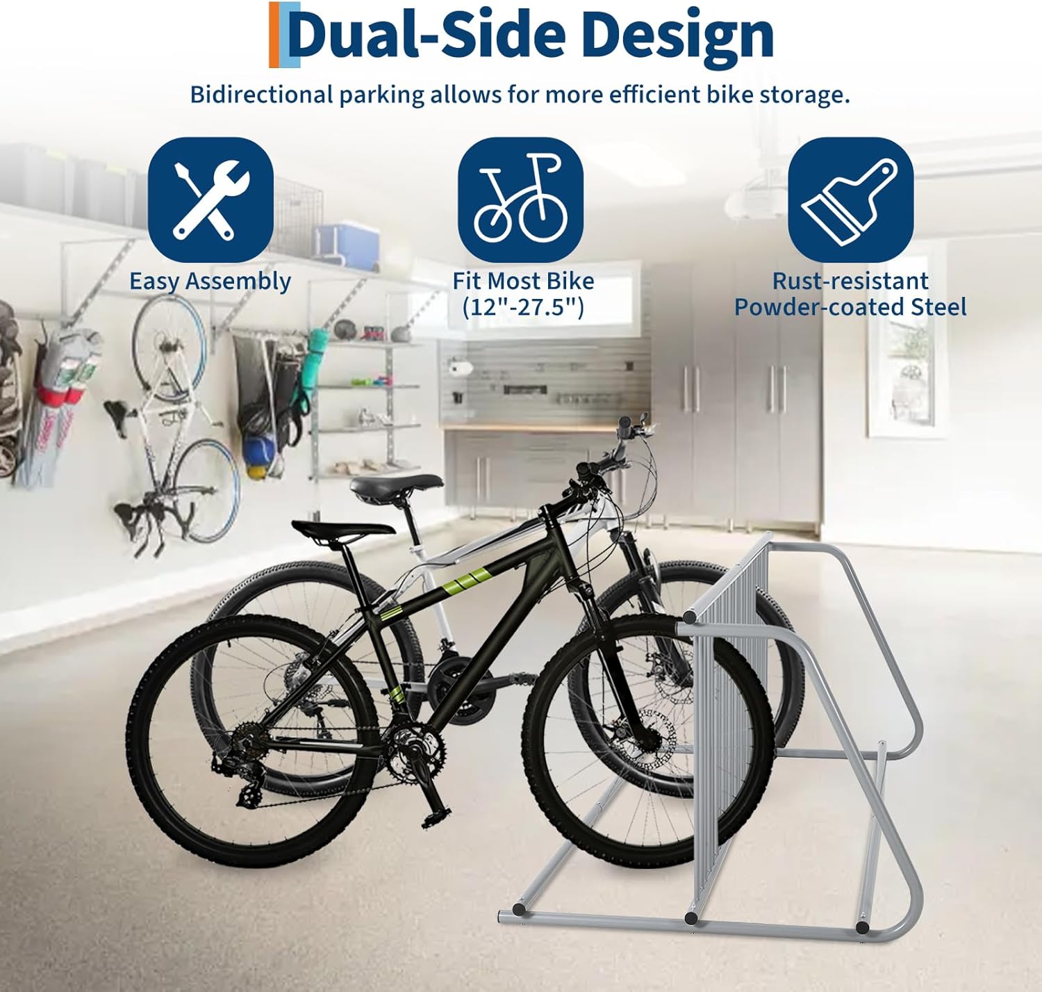 12-Bike Commercial Floor Rack, Heavy Duty Powder-Coated Steel Grid Organizer - Image 5
