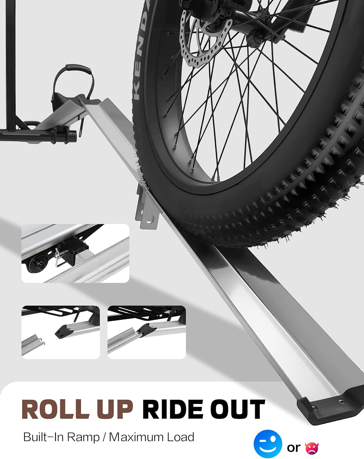 Young Electric Hitch Mount Bike Rack with Ramp, 200 lbs. Capacity for 2 E-Bikes - Image 3