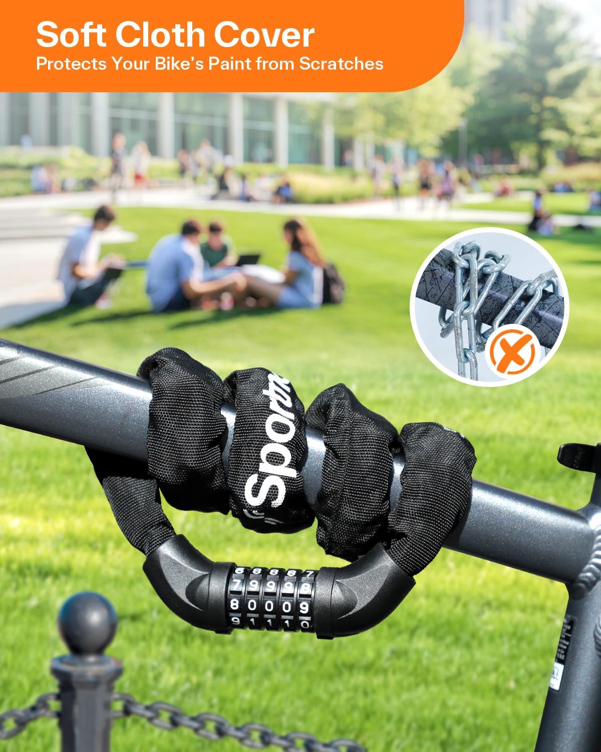 Sportneer Bike Lock: Heavy Duty 5-Digit Resettable Combination Bicycle Lock - Image 6