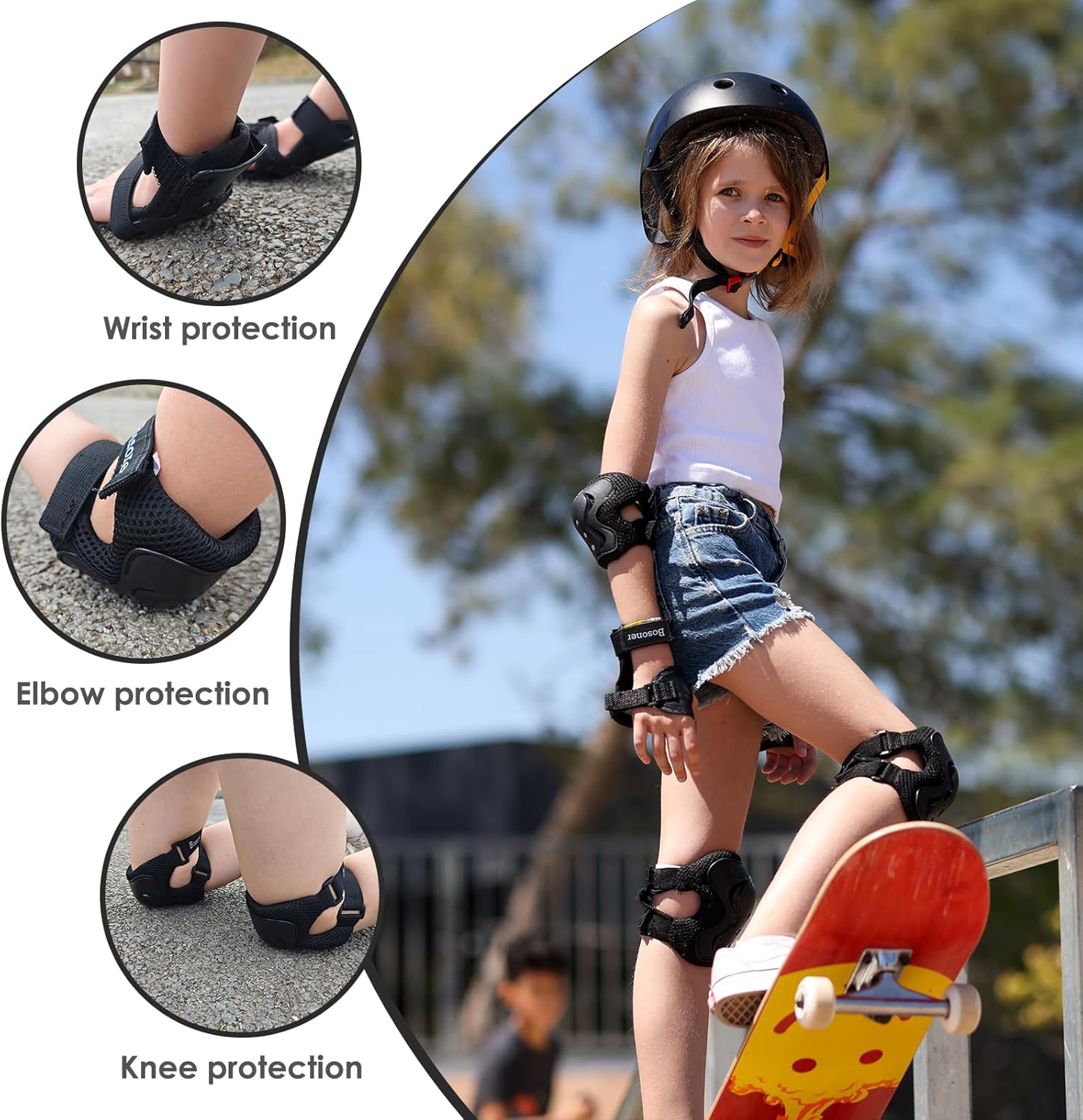 BOSONER Kids/Youth Knee Pad Elbow Pads Guards Protective Gear Set for Roller - Image 2